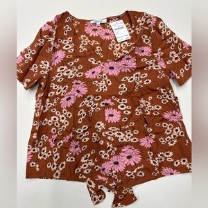 NWT madewell Novel Tie-Front Top in Hillside Daisies size S L1558